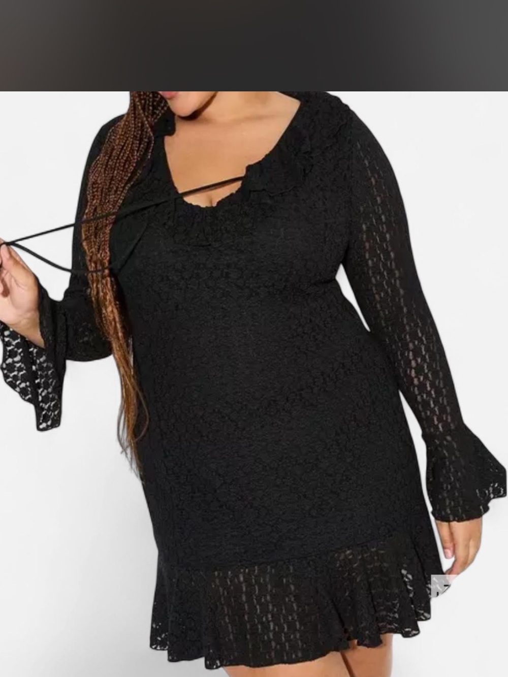 NWT Torrid Lovesick Black Lace Ruffle Hem Dress